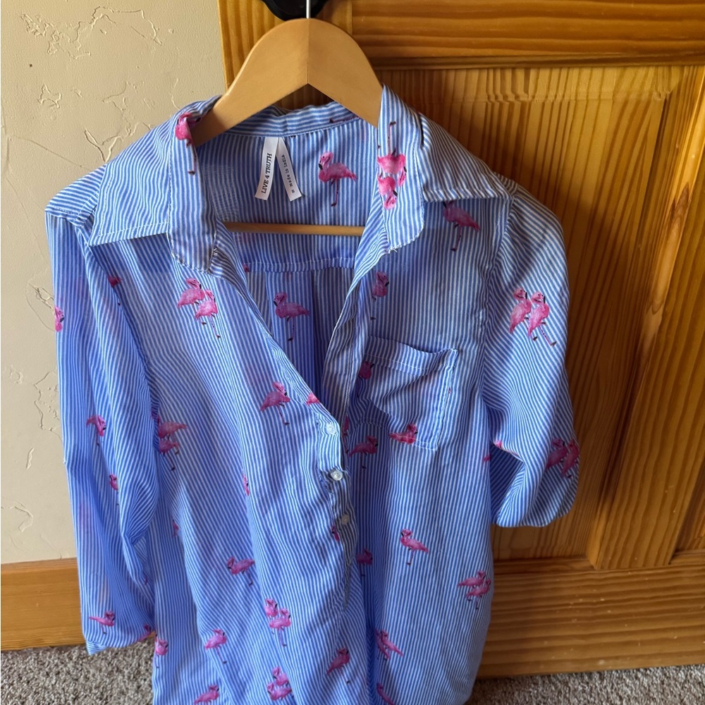 Beach Coverup  with Pink Flamingo Print